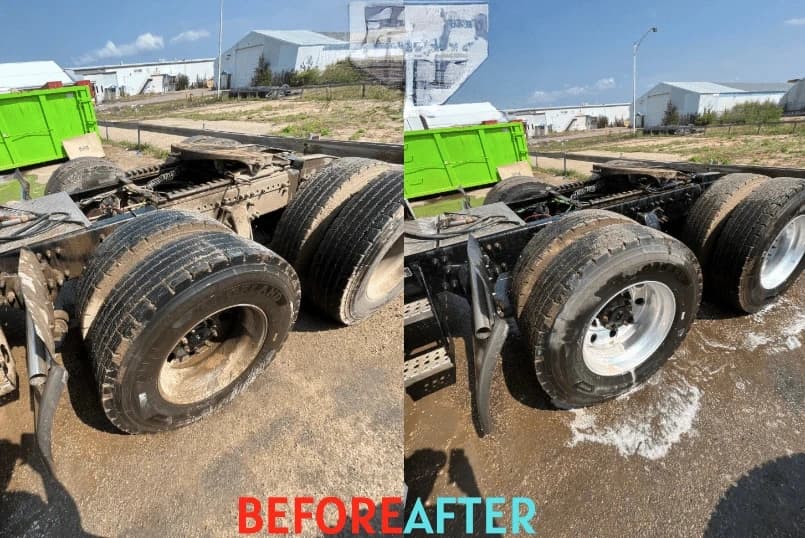 Avon Lake Power Washing team cleaning commercial fleet vehicles in Avon Lake